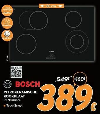 Krëfel Bosch vitrokeramische kookplaat pkn811d17e aanbieding