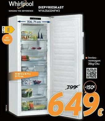 Krëfel Whirlpool diepvrieskast wva35632nfw2 aanbieding