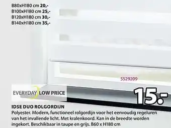 Jysk Idse duo rolgordijn 60x180cm aanbieding