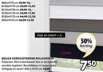 Bolga verduisterend rolgordijn B60xH170cm