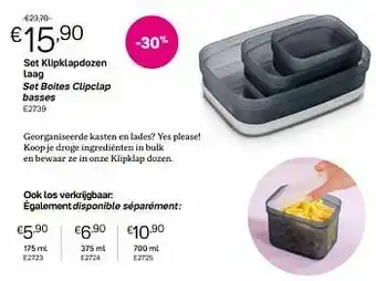 Tupperware Set klipklapdozen laag set boites clipclap basses aanbieding