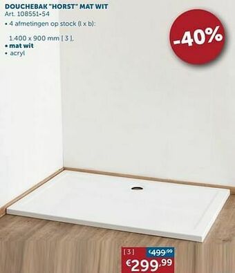 Zelfbouwmarkt Douchebak horst mat wit aanbieding