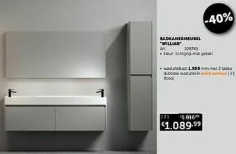 Zelfbouwmarkt Badkamermeubel willian 1.500mm aanbieding