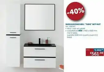 Zelfbouwmarkt Badkamermeubel taro wit mat wastafel aanbieding