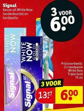Kruidvat Tandpasta white now triple gold aanbieding