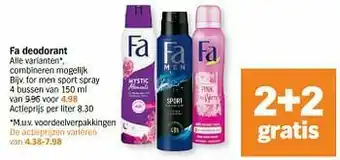 Albert Heijn Fa deodorant for men sport spray aanbieding