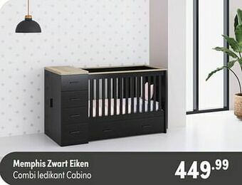 Baby & Tiener Memphis zwart eiken combi ledikant cabino aanbieding