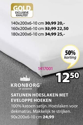 Satijnen hoeslaken met eveloppe hoeken