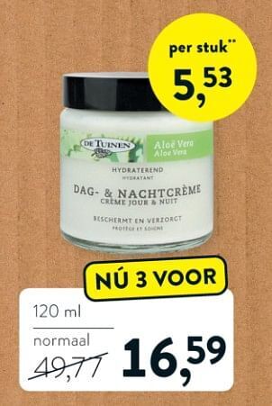 Holland & Barrett Aloe vera dag- + nachtcréme 120ml aanbieding