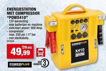 Hubo Powerplus energiestation met compressor POWX410 aanbieding