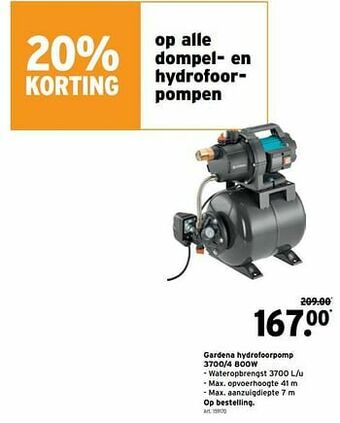 Gardena hydrofoorpomp 3700-4 800w