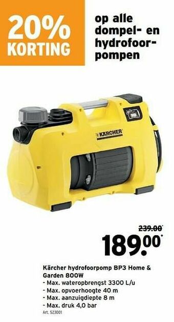 GAMMA Kärcher hydrofoorpomp bp3 home + garden 800w aanbieding
