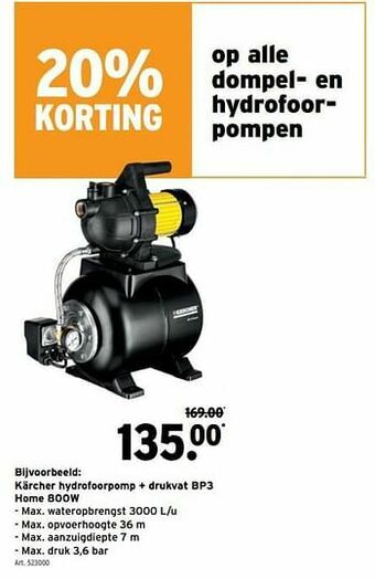 GAMMA Kärcher hydrofoorpomp + drukvat bp3 home 800w aanbieding