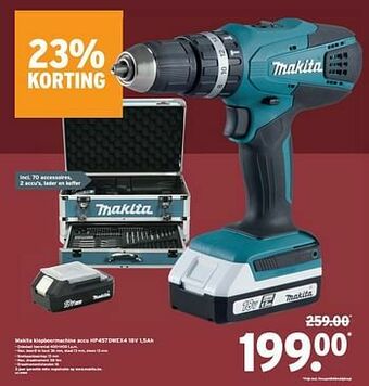 GAMMA Makita klopboormachine accu hp457dwex4 18v 1,5ah aanbieding