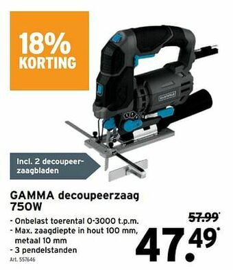 GAMMA Gamma decoupeerzaag 750w aanbieding