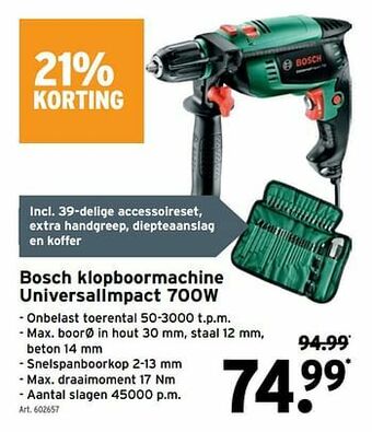 GAMMA Bosch klopboormachine universalimpact 700w aanbieding