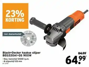 GAMMA Black+decker haakse slijper beg220a1-qs 900w aanbieding