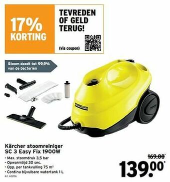 GAMMA Kärcher stoomreiniger sc 3 easy fix 1900w aanbieding