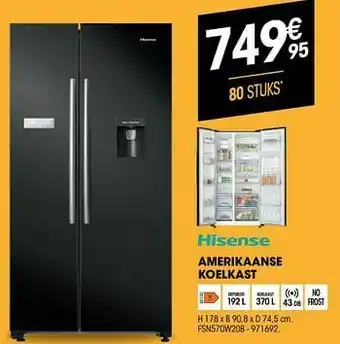 Electro Depot Hisense amerikaanse koelkast fsn570w20b aanbieding