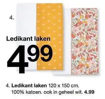 Zeeman Ledikant laken 120x150cm aanbieding
