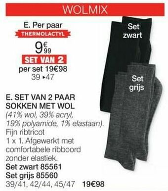 Set van 2 paar sokken met wol
