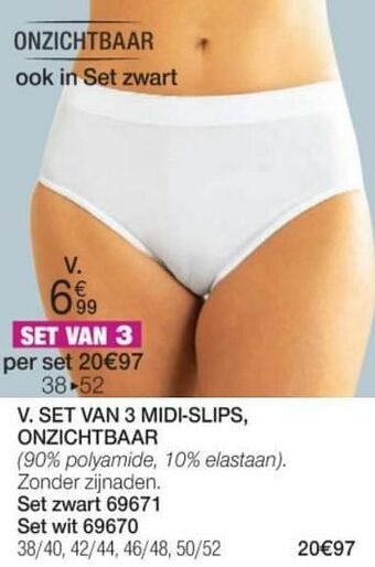 Damart Set van 3 midi-slips onzichtbaar aanbieding