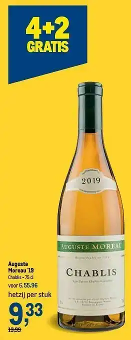 Makro Auguste moreau `19 chablis aanbieding