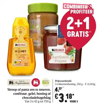 Delhaize Siroop of pasta om te smeren, confituur, gelei, honing of chocoladehagelslag aanbieding