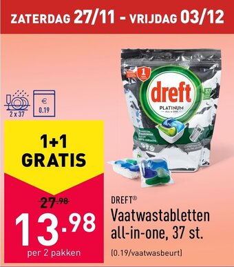 ALDI Vaatwastabletten all-in-one, 37 st. aanbieding