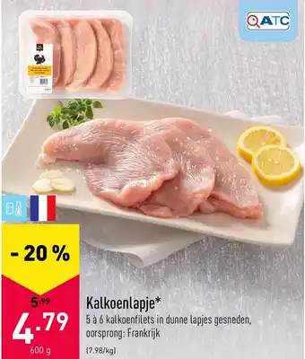 ALDI Kalkoenlapje 600g aanbieding