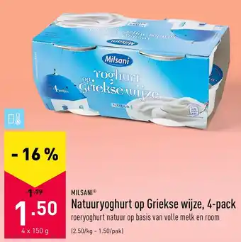 Natuuryoghurt op Griekse wijze, 4 pack 4 x 150g