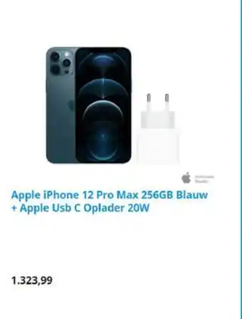 Coolblue Apple iPhone 12 Pro Max 256GB Blauw + Apple USB C Oplader 20W aanbieding