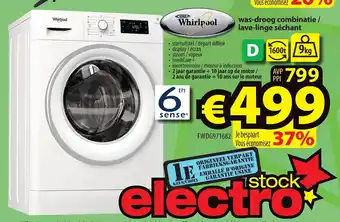 ElectroStock Whirlpool Was-droog combinatie | FWDG971682 aanbieding