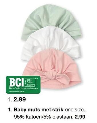 Zeeman Baby muts met strik aanbieding