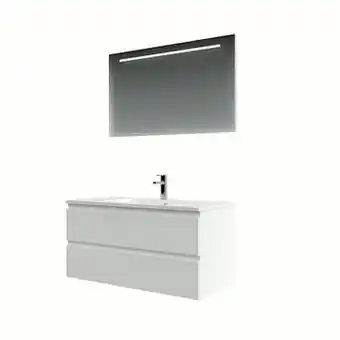 GAMMA Bruynzeel Cadiza badkamermeubelset 100cm mat wit met spiegel aanbieding