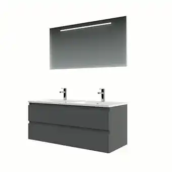 GAMMA Bruynzeel Cadiza badkamermeubelset 120cm grafiet met spiegel aanbieding