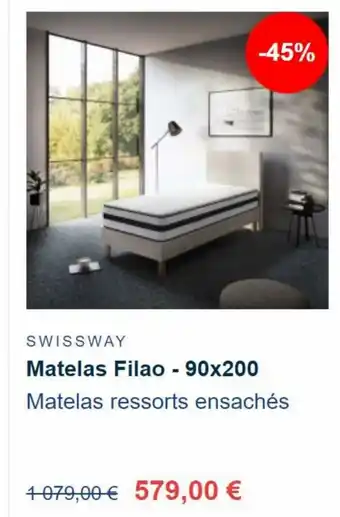 Le Roi du Matelas SwissWay Matelas Filao 90*200 aanbieding