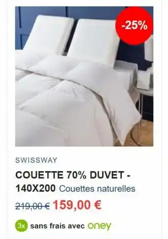 SwissWay Couette 70% Duvet 140*200