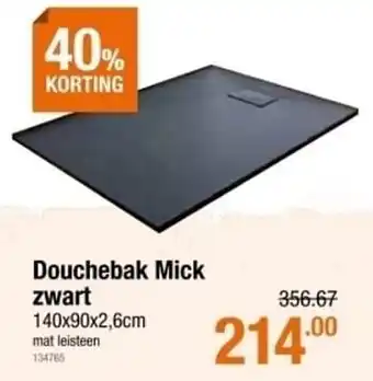 Douchebak mick zwart 140x90x2.6cm