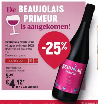 Beaujolais primeur of villages primeur 2021