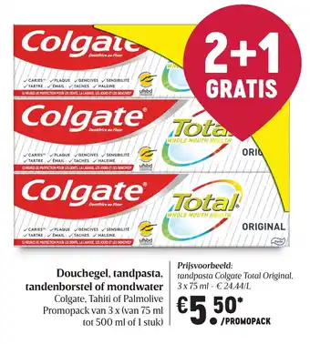Delhaize Douchegel, tandpasta, tandenborstel of mondwater aanbieding