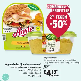 Delhaize Vegetarische fijne vleeswaren of vegan salade om te smeren aanbieding