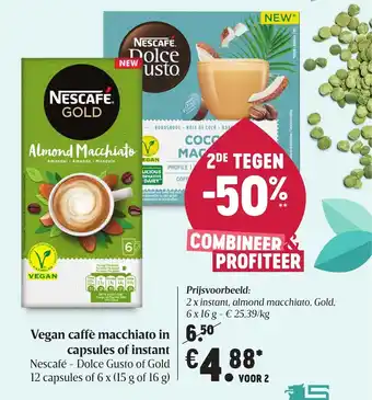 Vegan caffe macchiato in capsules of instant