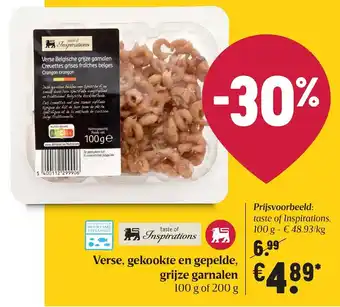 Delhaize Verse, gekookte en gepelde, grijze garnalen aanbieding