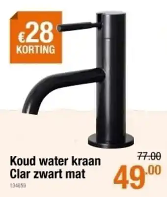 Koud water kraan clar mat zwart