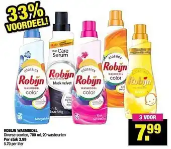 Robijn wasmiddel 5.70 per liter