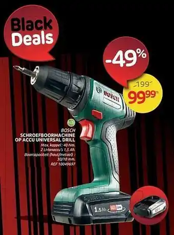 Brico Bosch schroefboormachine op accu universal drill aanbieding