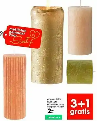 HEMA Rustieke kaars olijfgroen aanbieding