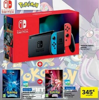 Carrefour Nintendo switch pokémon brilliant diamond + nintendo switch pokémon shining pearl aanbieding