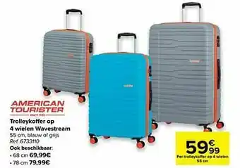 Carrefour Trolleykoffer op 4 wielen wavestream aanbieding
